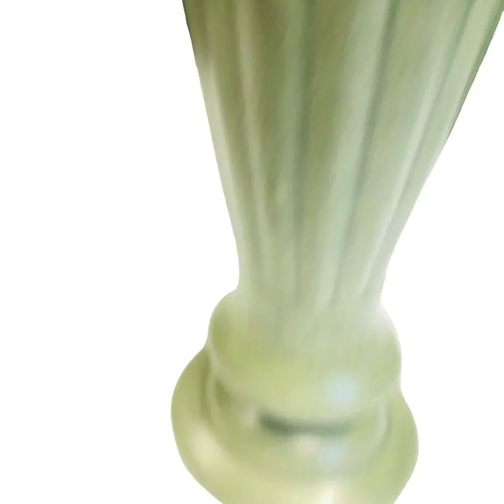Vintage Haeger Pottery Arts & Crafts Light Green Vase 9 Inch Fluted 3.75 in Diam